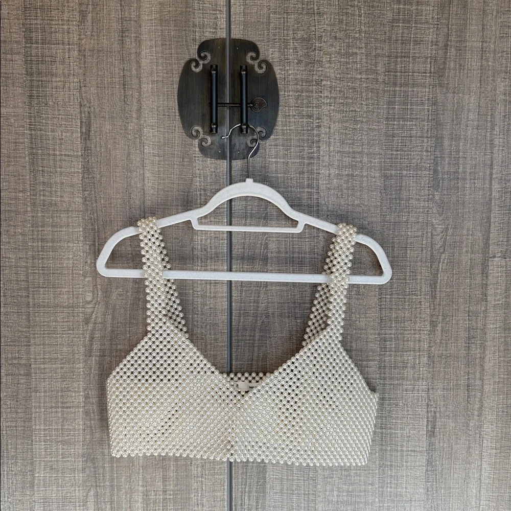 MANGO Beaded Faux Pearl Top - Picture 8 of 17